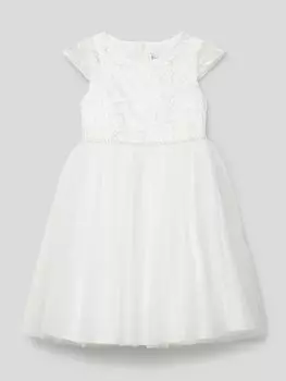 Платье с пайетками и жемчугом Happy Girls, экрю