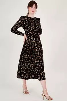 Платье с пайетками и животными Monsoon, черный