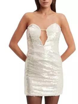 Платье с пайетками Jinxa в телесном цвете Bardot, цвет nude sequin