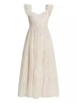 Платье с пайетками Needle & Thread, нейтральный