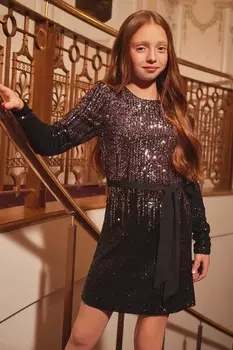 Платье с пайетками омбре (5 16 лет) Love & Roses, черный