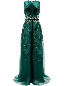 Платье с пайетками Saiid Kobeisy, зеленый