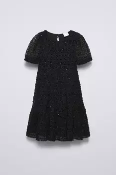 Платье с пайетками ZARA, черный