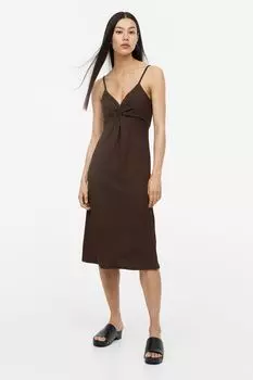 Платье с перекрученными деталями H&M, темно коричневый