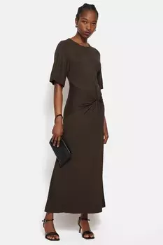 Платье с перекруткой спереди Jigsaw, коричневый