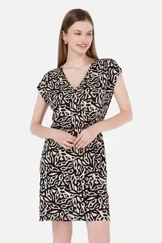 Платье с перекрывающимся рисунком и принтом COLIN'S, черный, бежевый