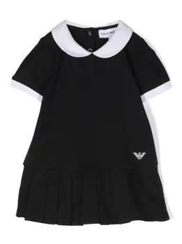 Платье с плиссированной юбкой Emporio Armani Kids, черный