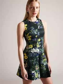 Платье с плиссированной юбкой из неопрена Ted Baker Lexiya, разноцветный