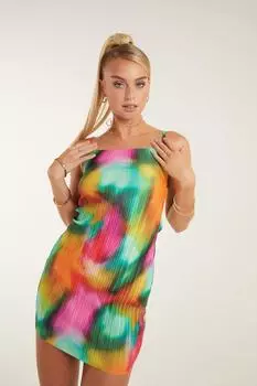 Платье с плиссированным графическим принтом Pink Vanilla, мультиколор