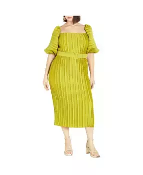 Платье с плиссировкой Krista Plus Size CITY CHIC, зеленый