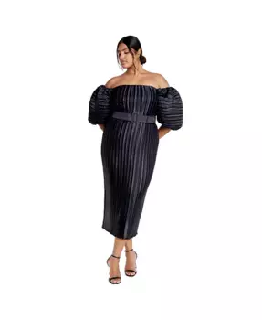 Платье с плиссировкой Krista Plus Size CITY CHIC, синий