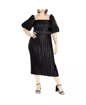 Платье с плиссировкой Krista Plus Size CITY CHIC, черный