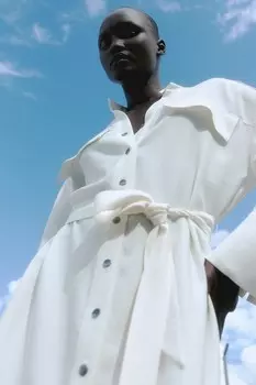 Платье с поясом H&M, белый