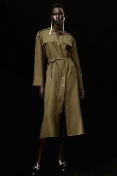 Платье с поясом H&M, хаки