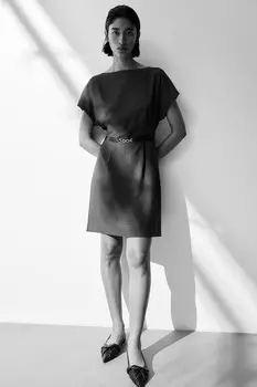 Платье с поясом H&M, серый