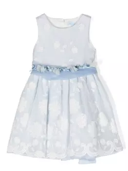 Платье с поясом и цветочной аппликацией Abel & Lula, синий