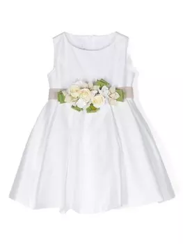 Платье с поясом и цветочной аппликацией Colorichiari, белый