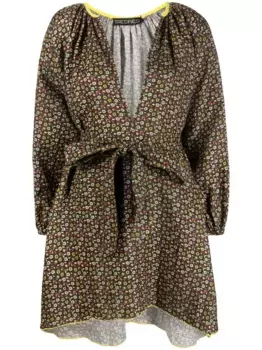 Платье с поясом и цветочным принтом SIEDRES, коричневый
