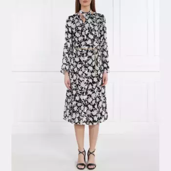 Платье с поясом и добавлением шелка Michael Kors, белый