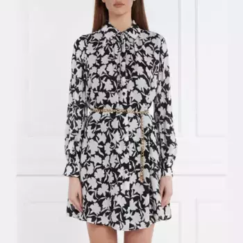Платье с поясом и добавлением шелка Michael Kors, черный