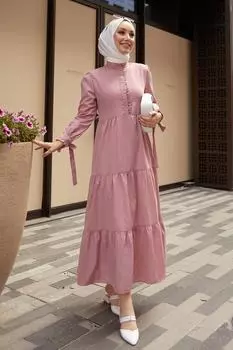 Платье с поясом и оборками Molia - Dusty Rose InStyle, розовый