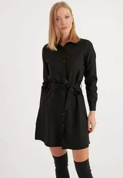 Платье с поясом из ткани Herita, черный