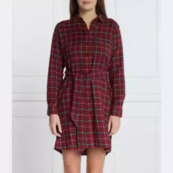 Платье с поясом Pepe Jeans London, бургунди