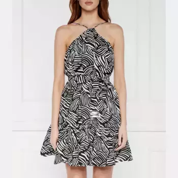 Платье с поясом под зебру Michael Kors, черный