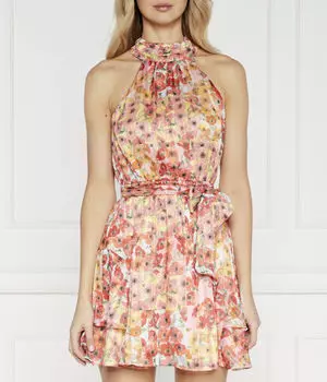 Платье с поясом романа Guess Jeans, розовый