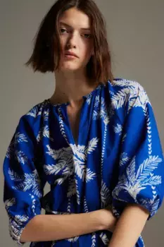 Платье с поясом с галстуком H&M, синий