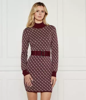 Платье с поясом в лисе Guess Jeans, красный