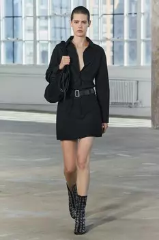 Платье с поясом ZARA, черный