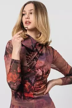 Платье с принтом Allsaints, фиолетовый