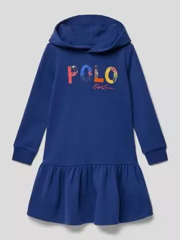 Платье с принтом этикетки Polo Ralph Lauren, темно-синий