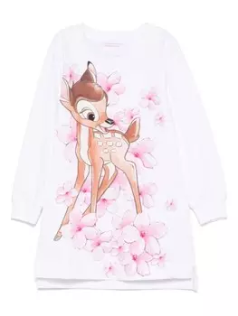 Платье с принтом Bambi из коллаборации с Disney Monnalisa, белый