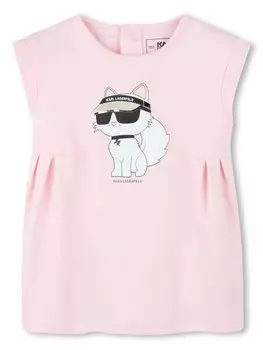 Платье с принтом Choupette Karl Lagerfeld Kids, розовый