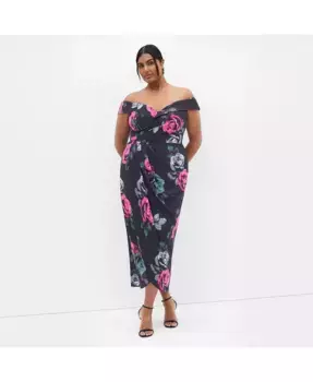 Платье с принтом Claire без рукавов plus size CITY CHIC, черный