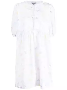 Платье с принтом GANNI, белый
