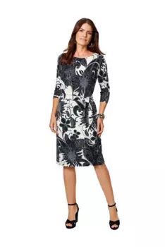 Платье с принтом HERMANN LANGE Collection, с окантовкой и сборкой, цвет морской волны