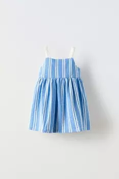 Платье с принтом и бантом ZARA, небесно-голубой