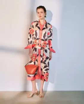 Платье с принтом и длинными рукавами Woman El Corte Ingls, розовый