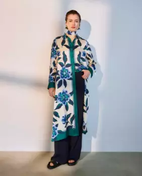 Платье с принтом и длинными рукавами Woman El Corte Ingls, синий