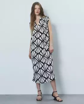 Платье с принтом и кулиской Sfera, желтый