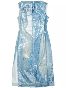 Платье с принтом и пайетками Acne Studios, синий