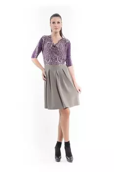 Платье с принтом и плиссированной юбкой Conquista, бургундия