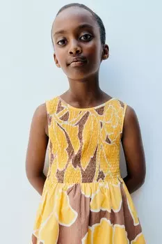 Платье с принтом и принтом ZARA, желтый