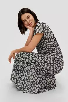 Платье с принтом и разрезным подолом S Oliver, черный