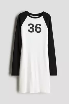 Платье с принтом и рукавами реглан H&M, белый