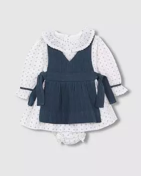 Платье с принтом и соответствующий фартук Gocco, синий