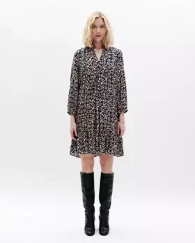 Платье с принтом и тунисским воротником Caroll, мультиколор